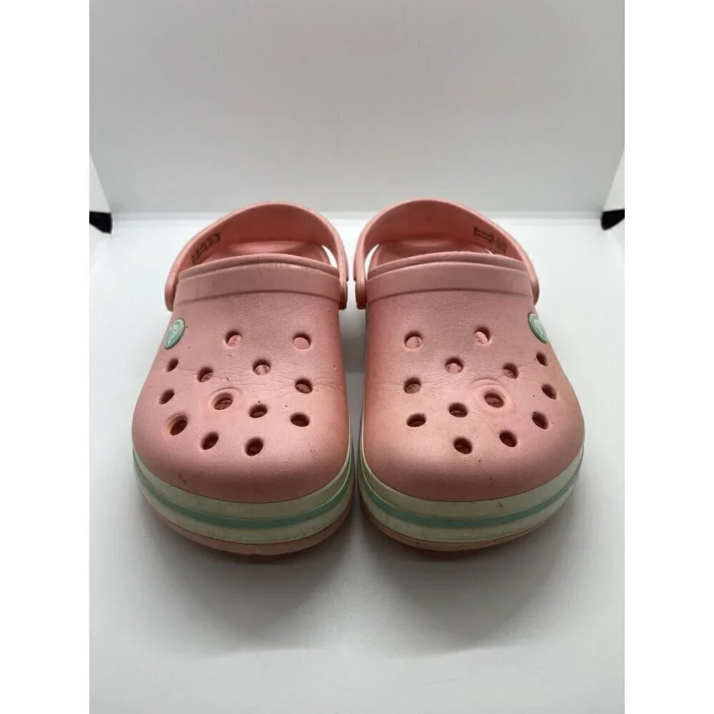 Crocs Kids Crocband Clog Slip On Sandal Pink White Size 2 Lightweight 204537
